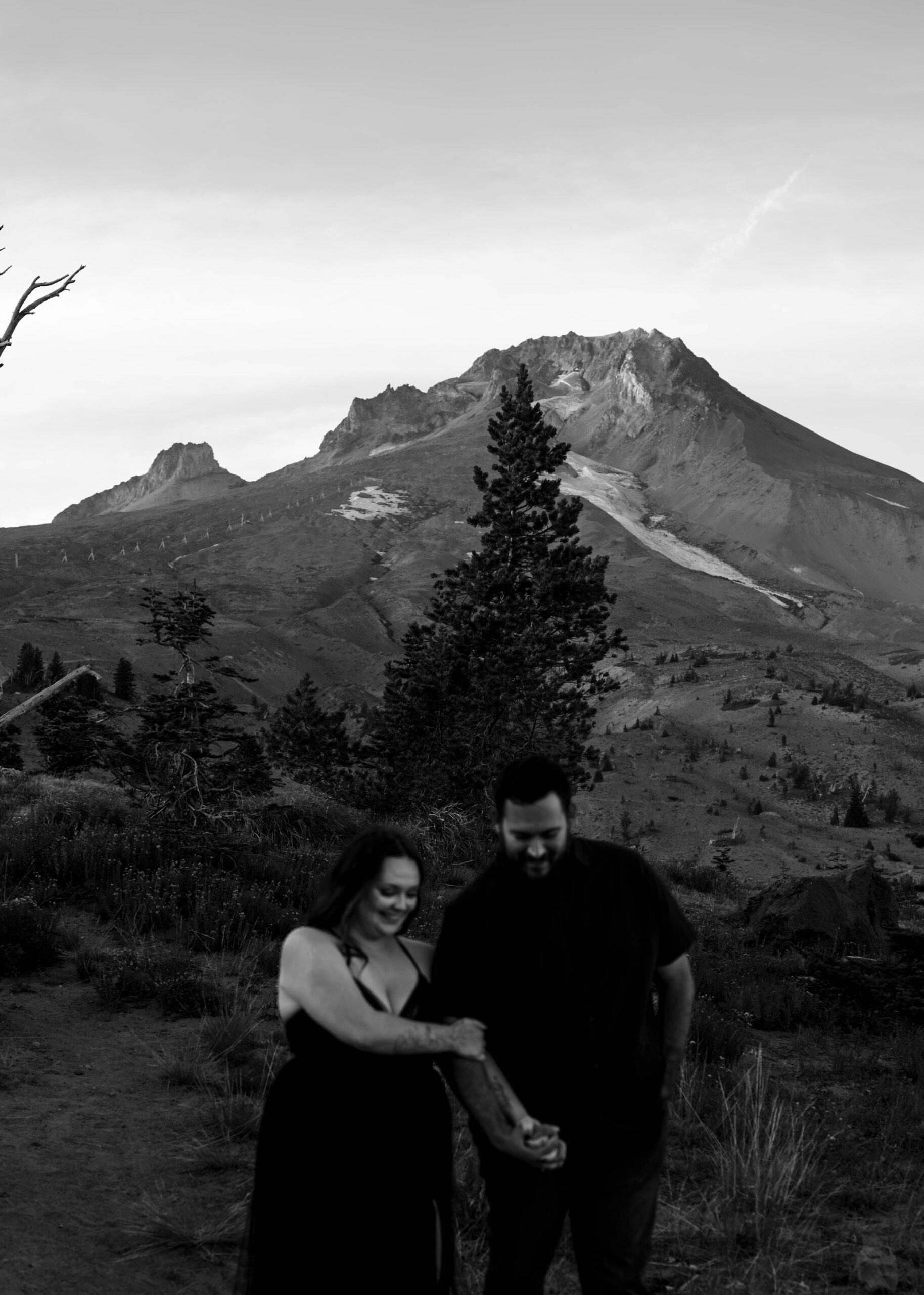 Engagement photo of couple in the mountains at Mount Hood